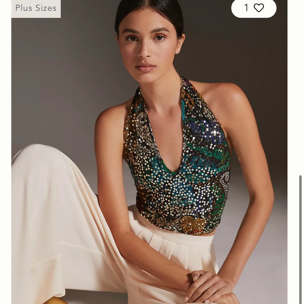 Verb by Pallavi Singhee Printed Sequin Halter Top - Anthropologie